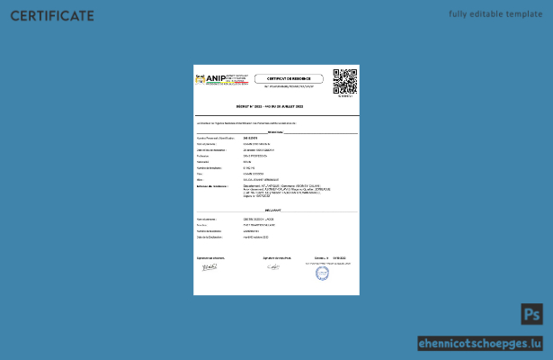 Vorschau auf ein Muster-Aufenthaltszertifikat der beninischen Nationalen Agentur für Personenidentifizierung (ANIP).